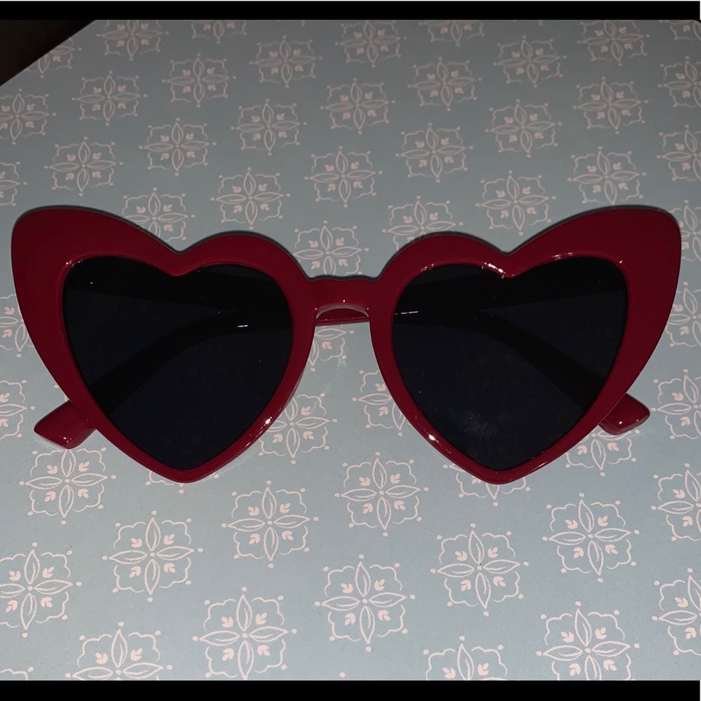 Heart shaped burgundy sunglasses